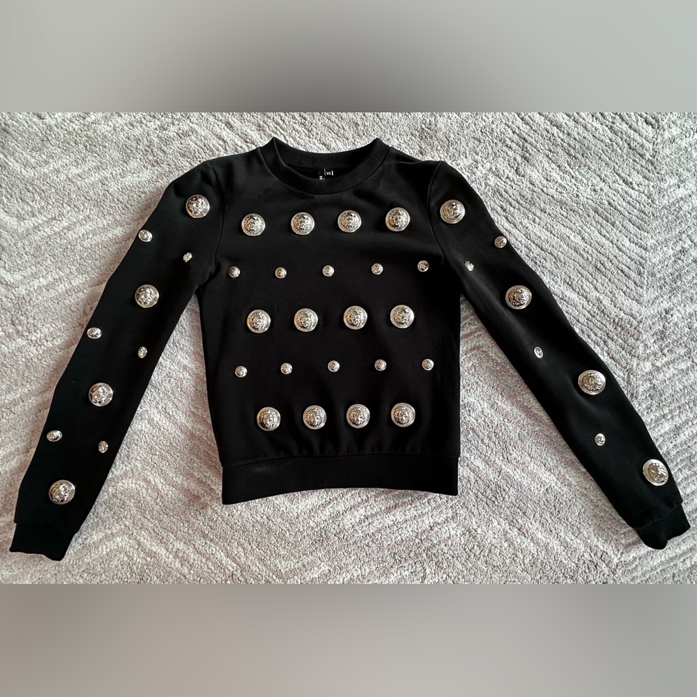 Black Versus Versace lion head embellishment cotton sweatshirt size SX (S)